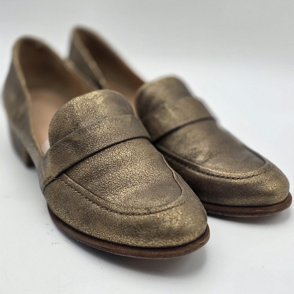 Vintage Belle Sigerson Morrison Effia Loafers‎ Women 8.5 Gold Metallic Designer - Picture 2 of 10